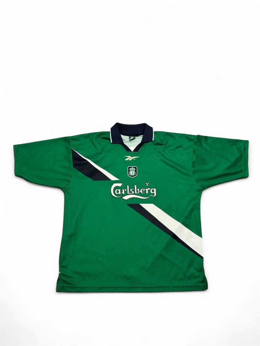 Vintage reebok 1999 Liverpool FC away football shirt jersey green XL mens RARE